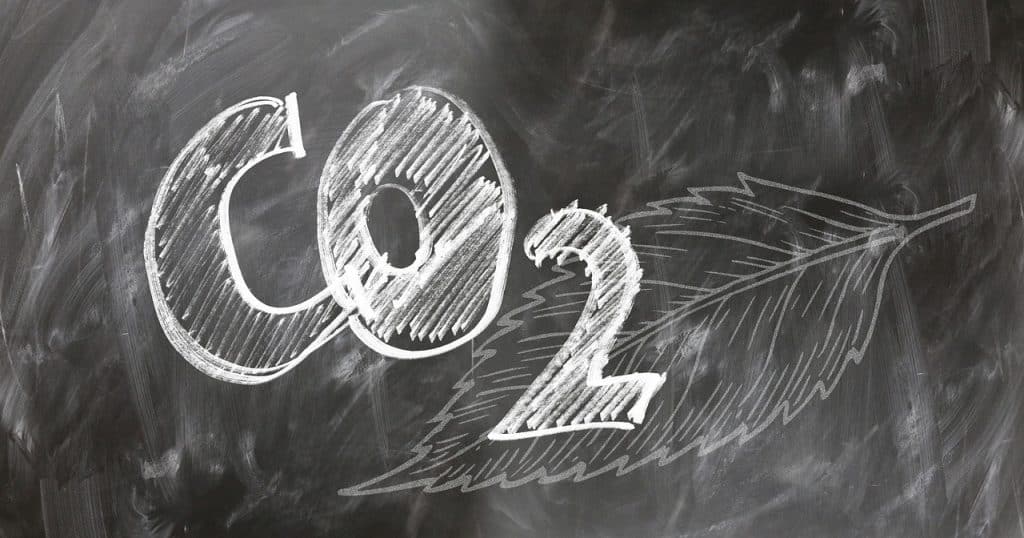 CO2の文字が書かれた黒板