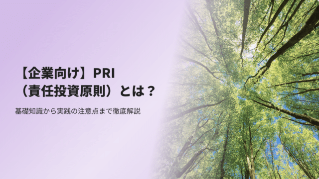 【企業向け】PRI（責任投資原則）とは？基礎知識から実践の注意点まで徹底解説